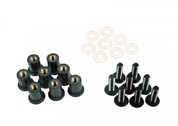 Befestigungssatz Windschild, Alu-Schrauben M6 mit Muttern und Scheiben, VPE 8